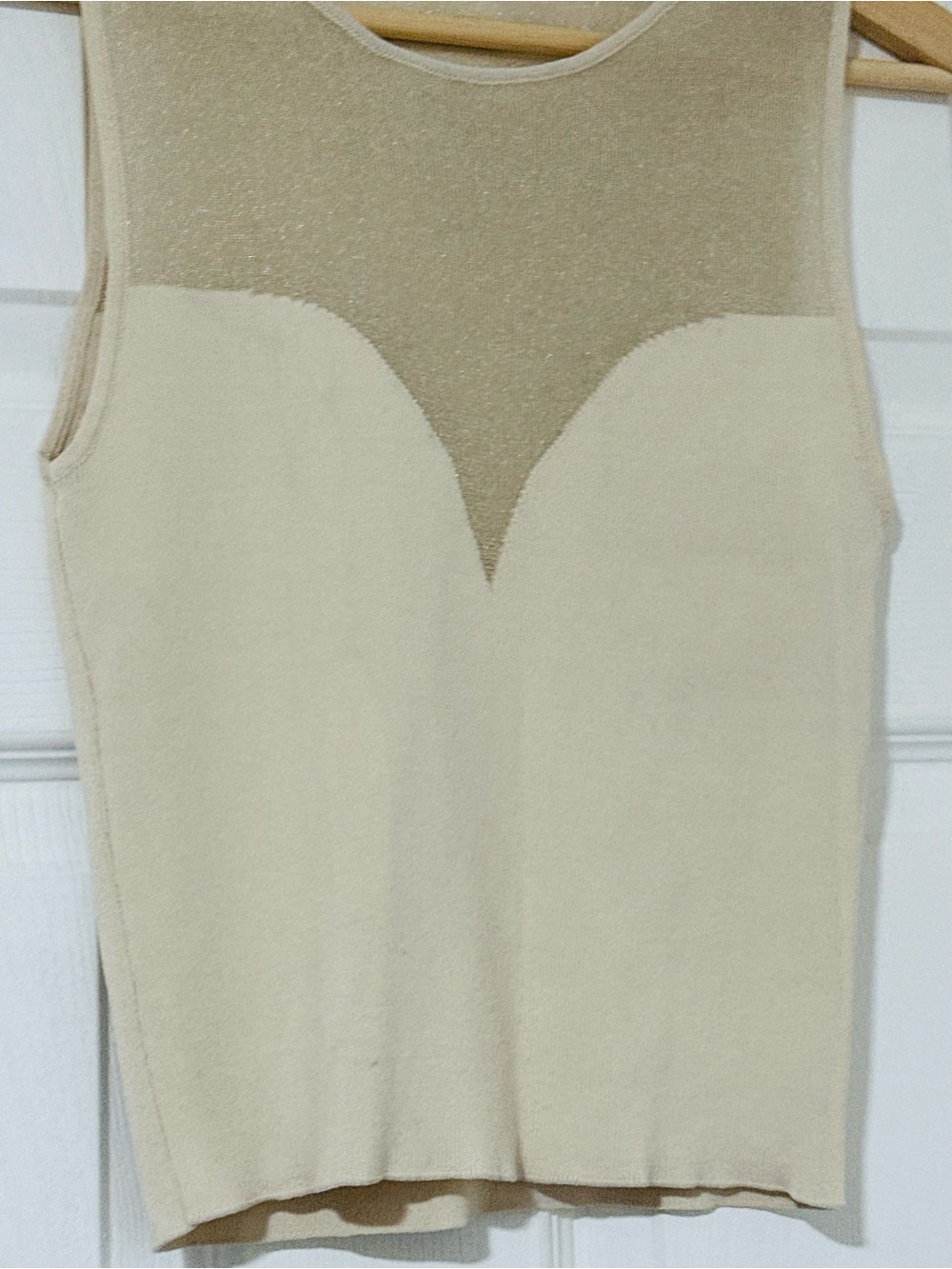 Sleeveless Scoop Neck Knit Tank in Beige Cream